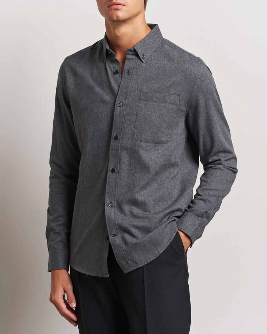 Men |  | KnowledgeCotton Apparel | Regular Fit Melange Flannel Shirt Grey