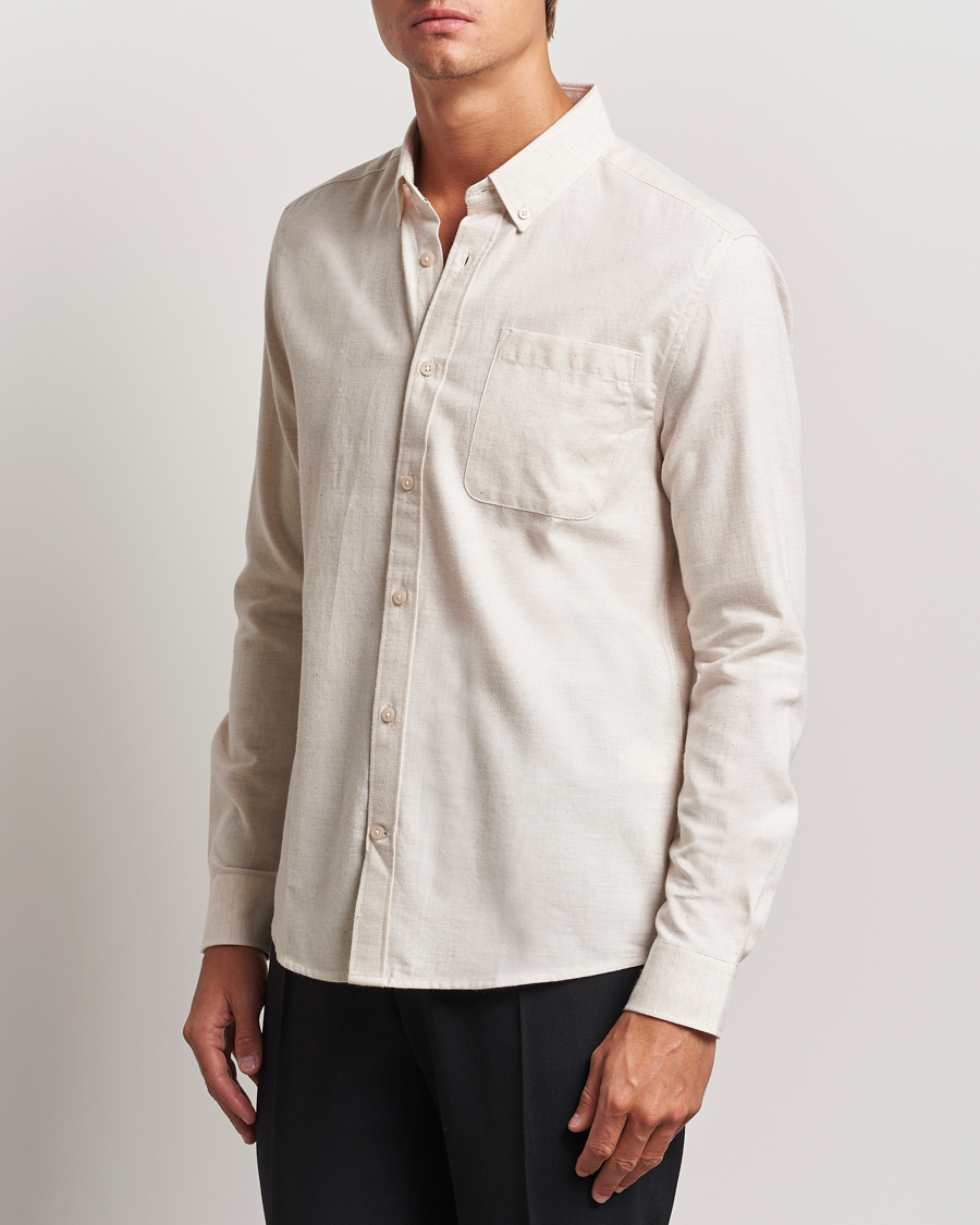 Men | Casual | KnowledgeCotton Apparel | Regular Fit Melange Flannel Shirt Beige