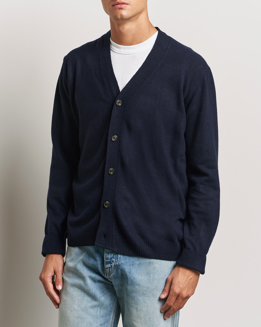 Men | Cardigans | KnowledgeCotton Apparel | Lambswool Cardigan Navy