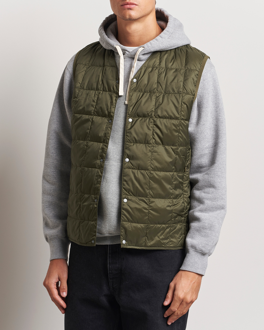 Men |  | TAION | V-Neck Lightweight Down Vest Dark Olive