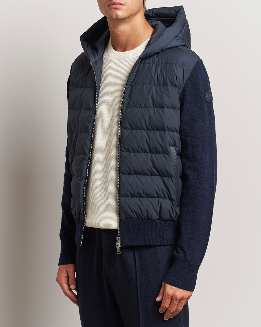 Men |  | Moncler | Full Zip Padded Hoodie Dark Blue