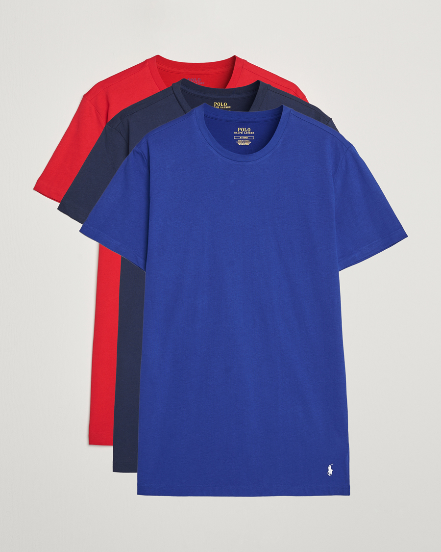 Polo Ralph Lauren 3 Pack Crew Neck T Shirt Blue Navy Red at CareOfCarl