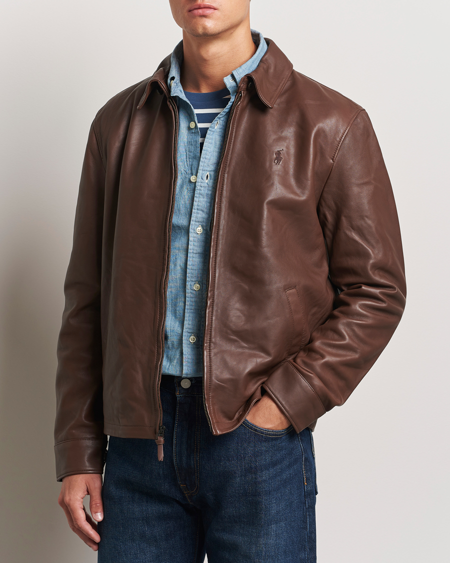 Mens ralph lauren leather jacket on sale