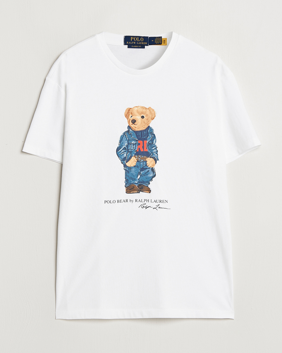 Polo Ralph Lauren Crew Neck T Shirt White Denim Bear at CareOfCarl