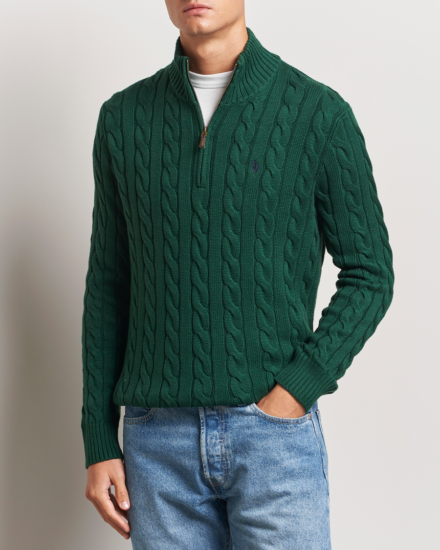 Men |  | Polo Ralph Lauren | Cotton Cable Half Zip Vintage Pine