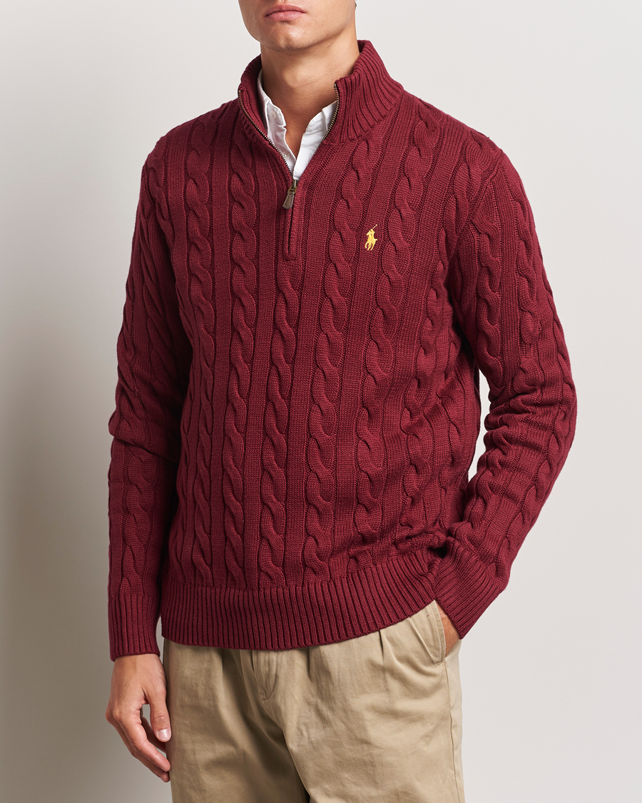 Men |  | Polo Ralph Lauren | Cotton Cable Half Zip Red Carpet