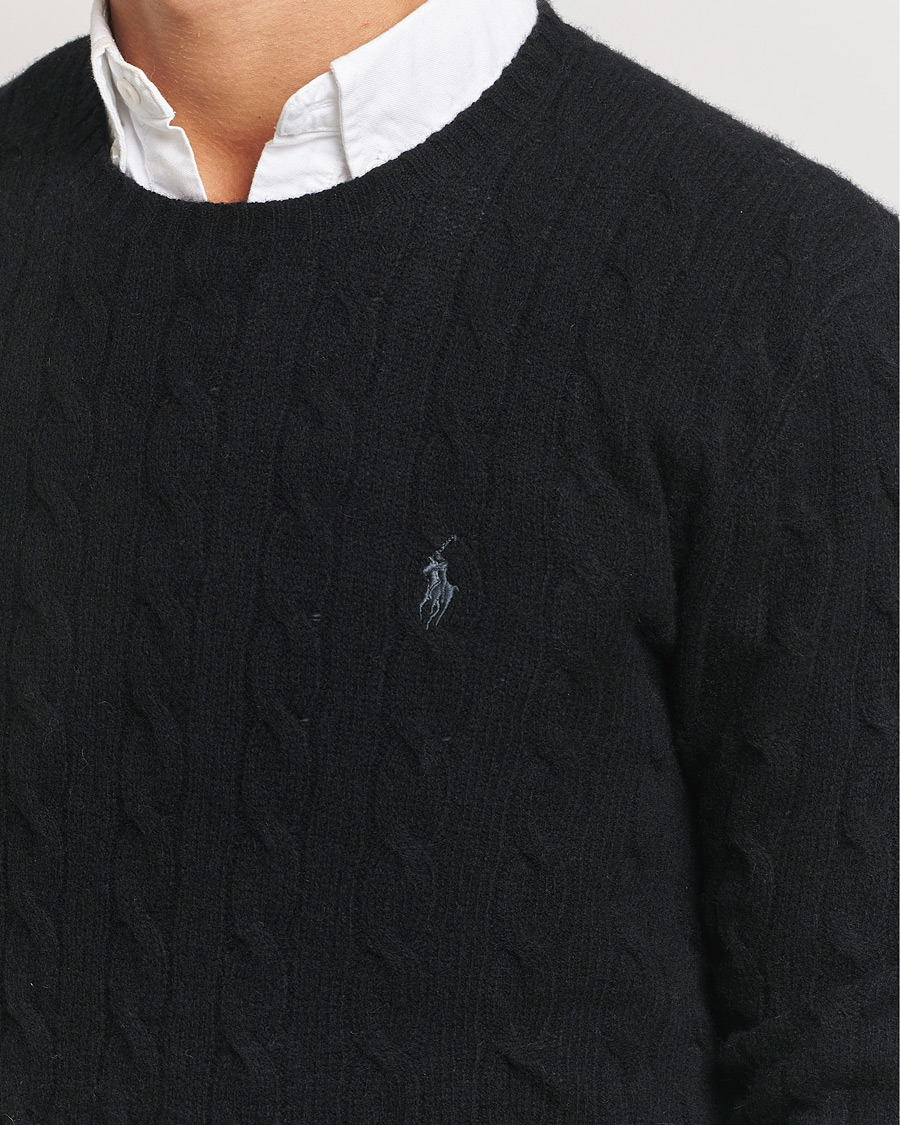 POLO RALPH buy LAUREN Mens Black Cashmere Cable Knit Sweater Medium