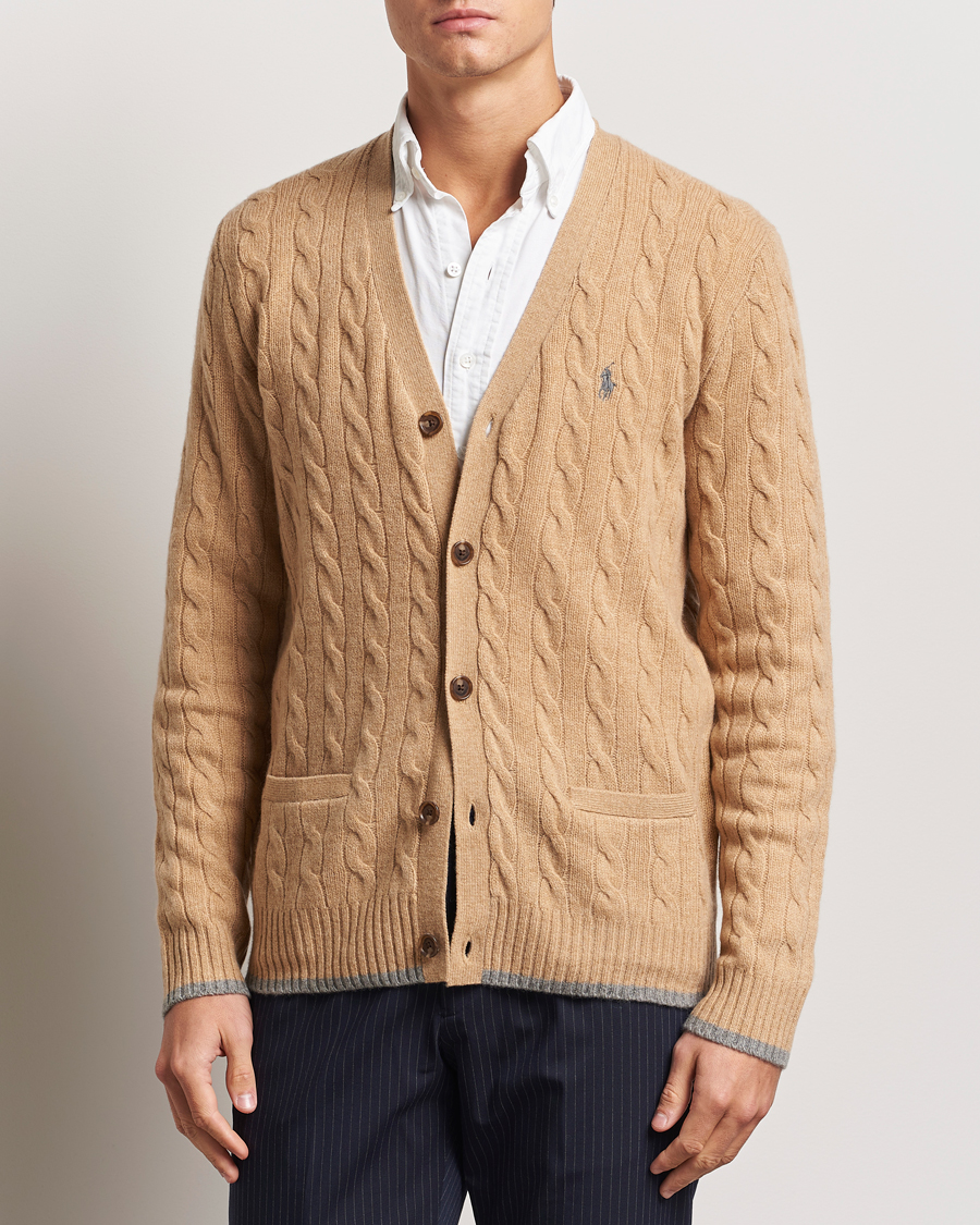 Men |  | Polo Ralph Lauren | Wool/Cashmere Cable Cardigan Camel Melange