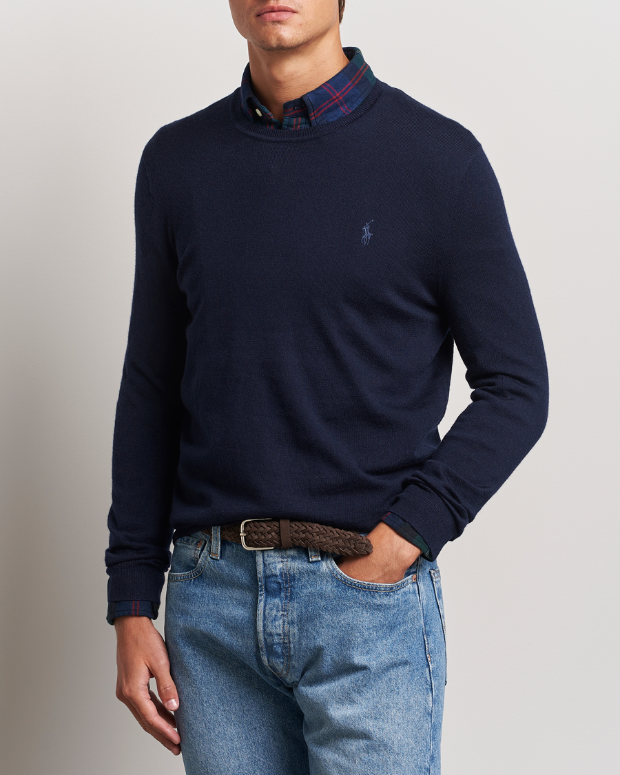 Men |  | Polo Ralph Lauren | Merino Crew Neck Pullover Hunter Navy