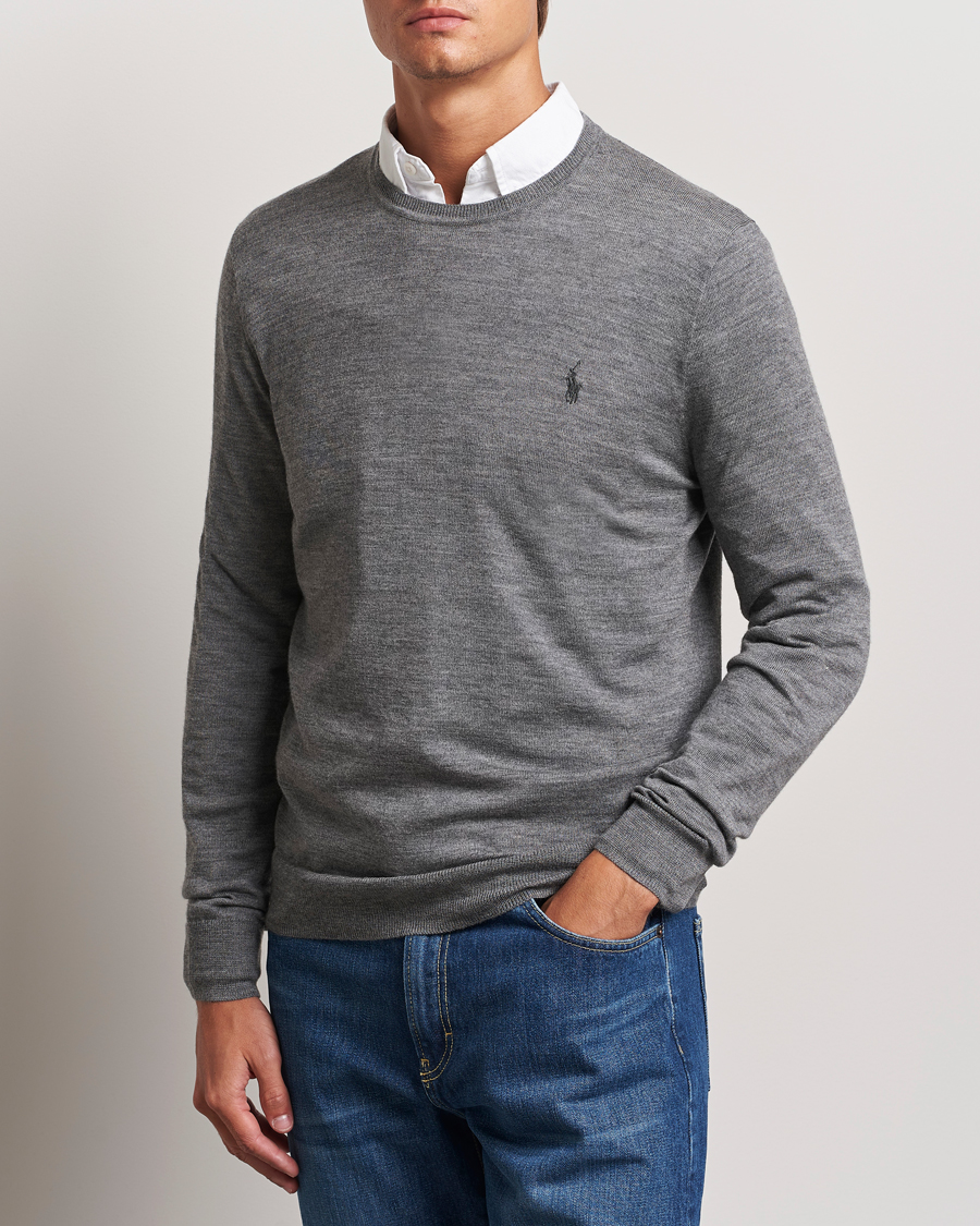 Men |  | Polo Ralph Lauren | Merino Crew Neck Pullover Fawn Grey Heather