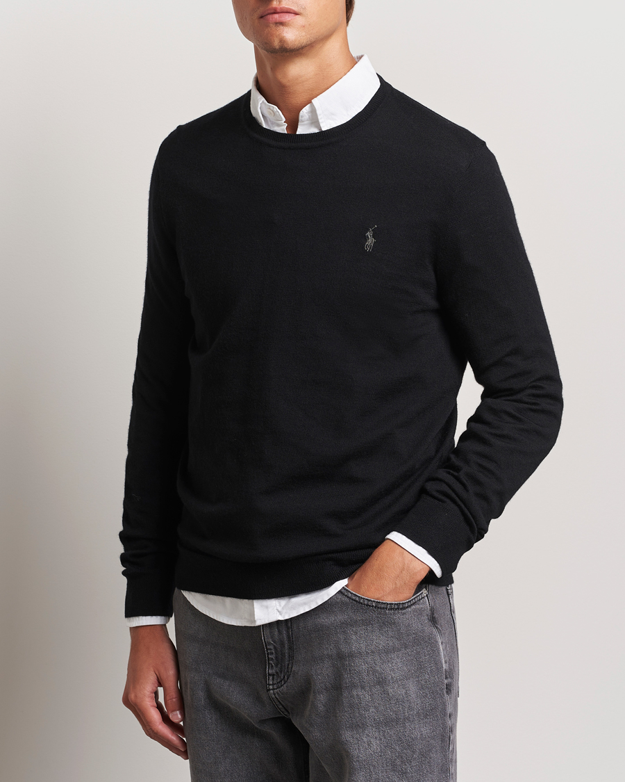 Men |  | Polo Ralph Lauren | Merino Crew Neck Pullover Polo Black