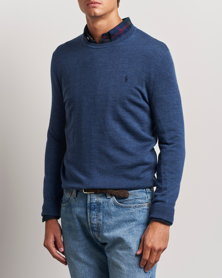 Men |  | Polo Ralph Lauren | Merino Crew Neck Pullover Rustic Navy Heather