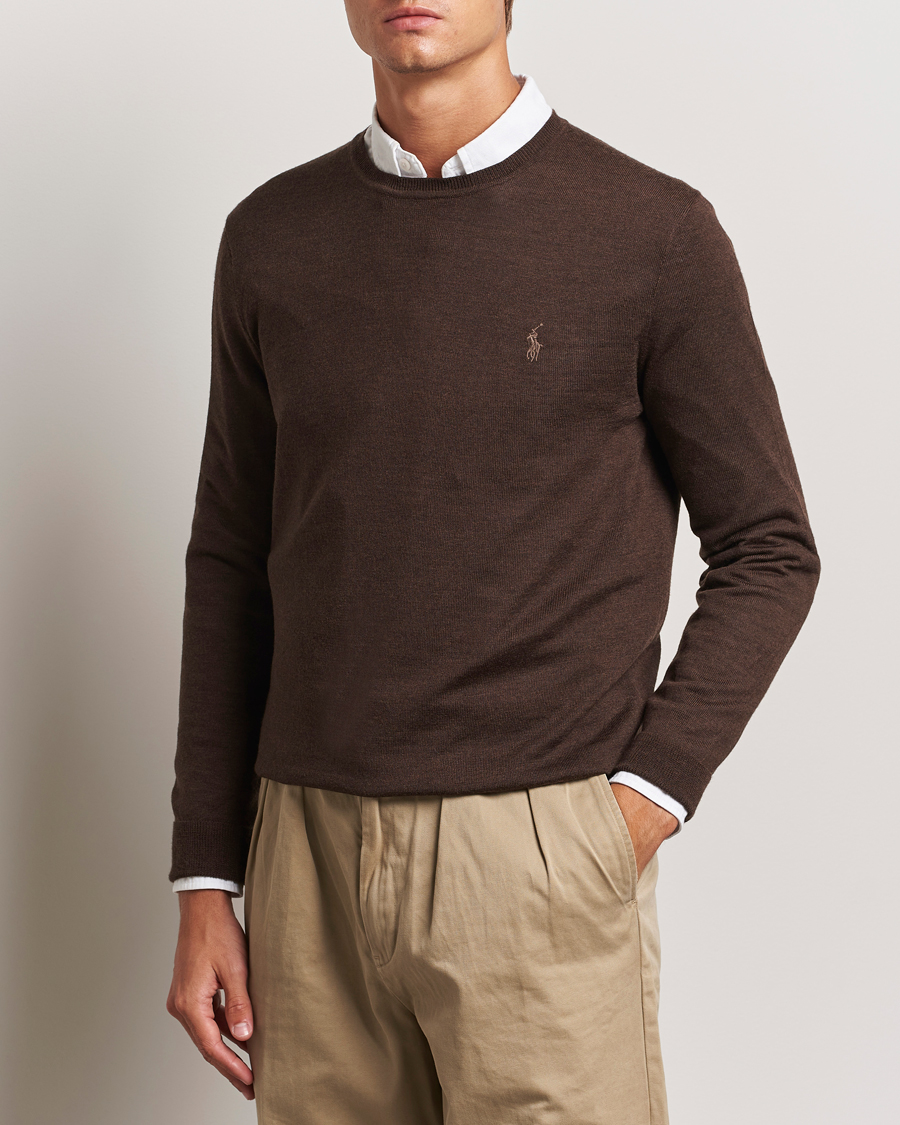 Men |  | Polo Ralph Lauren | Merino Crew Neck Pullover Cacao Brown Heather