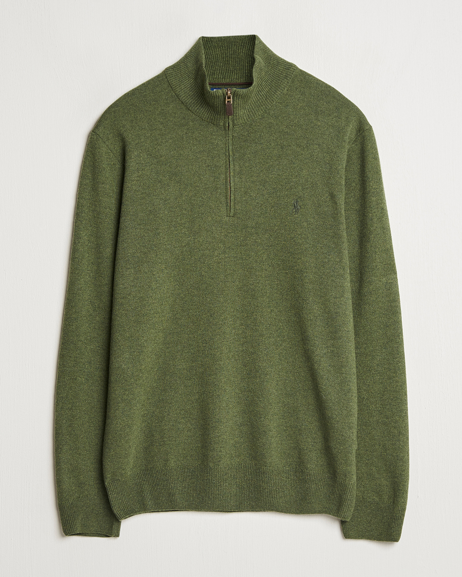 Polo Ralph Lauren Merino Half Zip Sweater Classic Olive Heather at CareOfCa