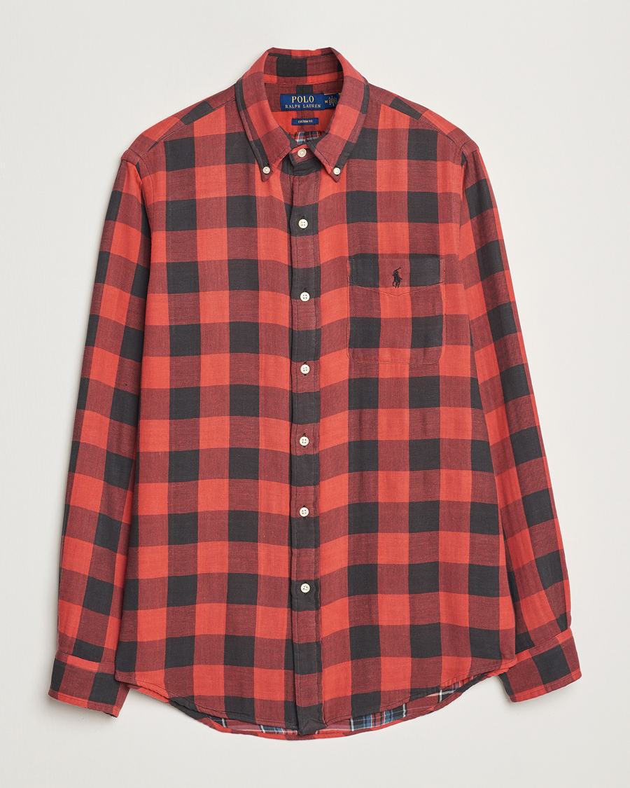 Polo Ralph Lauren Double Face Custom Fit Check Shirt Red Black at CareOfCar