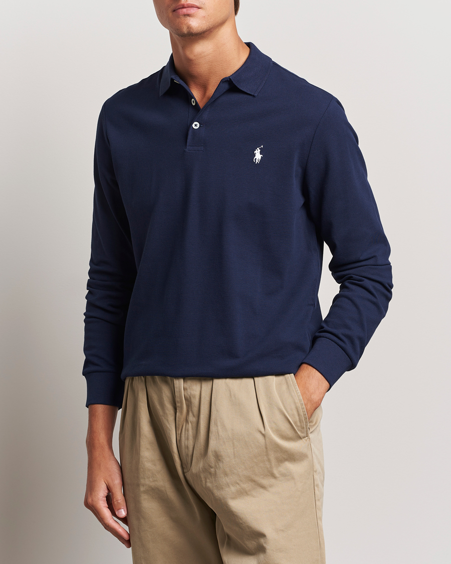 Men | Long Sleeve Polo Shirts | Polo Ralph Lauren | Custom Slim Fit Long Sleeve Polo Refined Navy