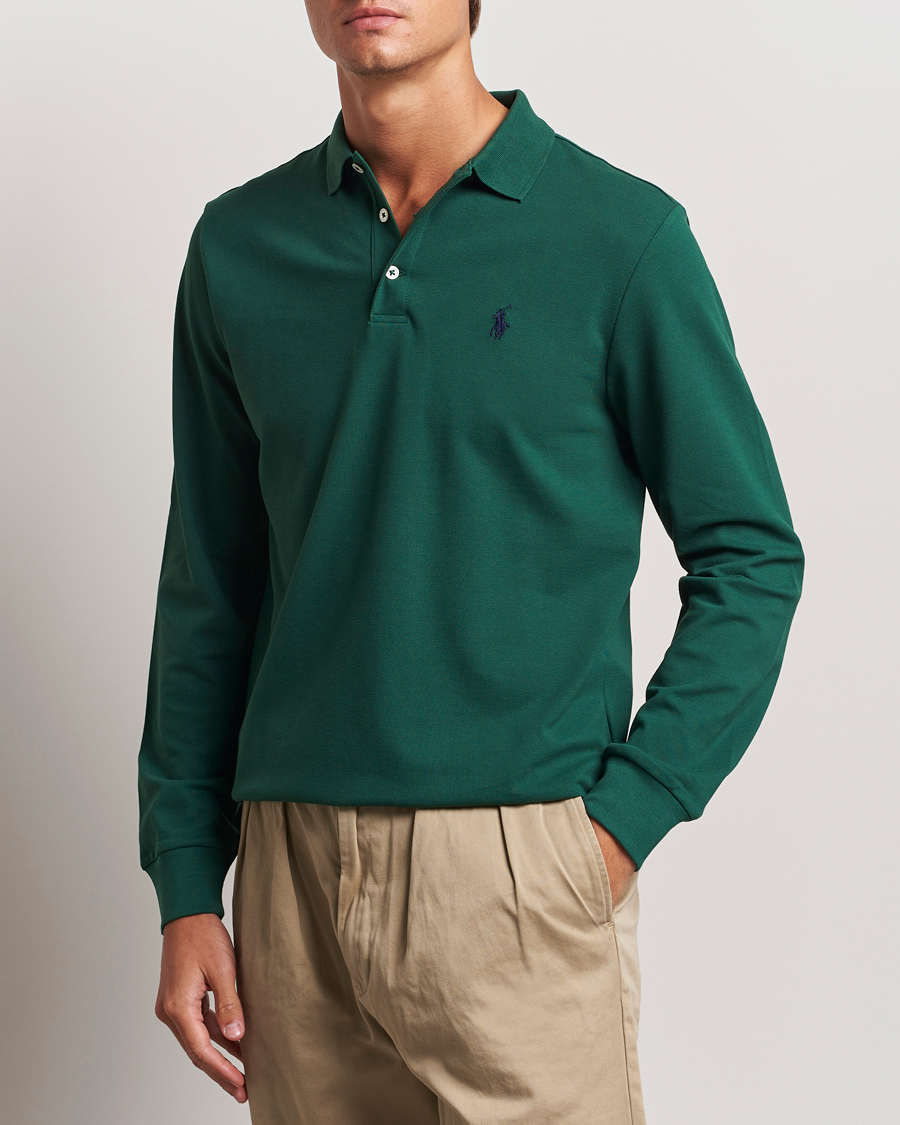 Men | Long Sleeve Polo Shirts | Polo Ralph Lauren | Custom Slim Fit Long Sleeve Polo Vintage Pine