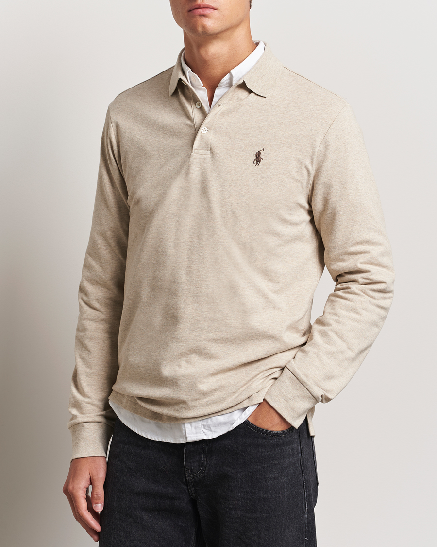 Men |  | Polo Ralph Lauren | Custom Slim Fit Long Sleeve Polo Expedition Dune Heather