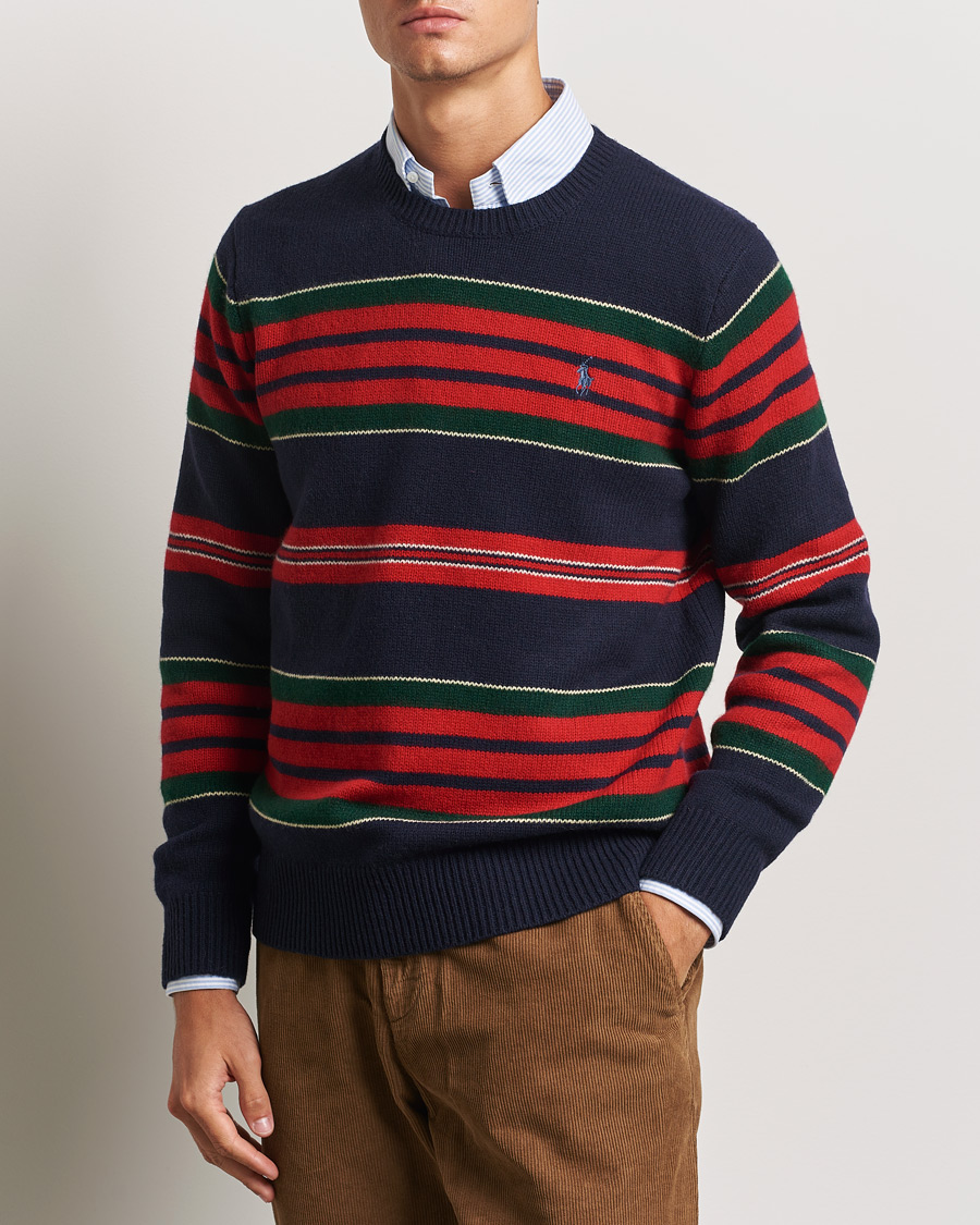 Men |  | Polo Ralph Lauren | Wool/Cashmere Striped Sweater Hunter Navy Combo