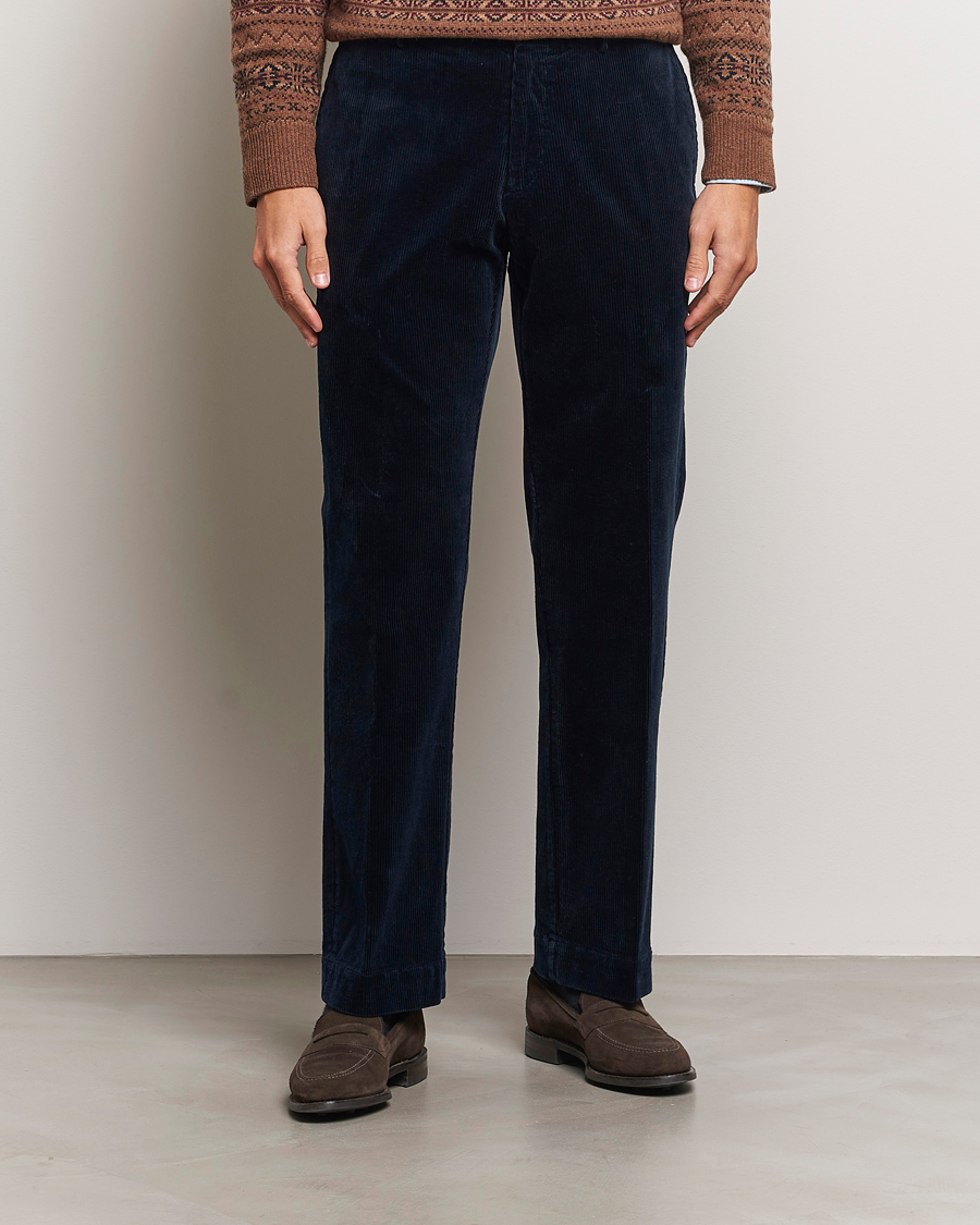 Men | Trousers | Polo Ralph Lauren | Corduroy Pleated Trousers Aviator Navy