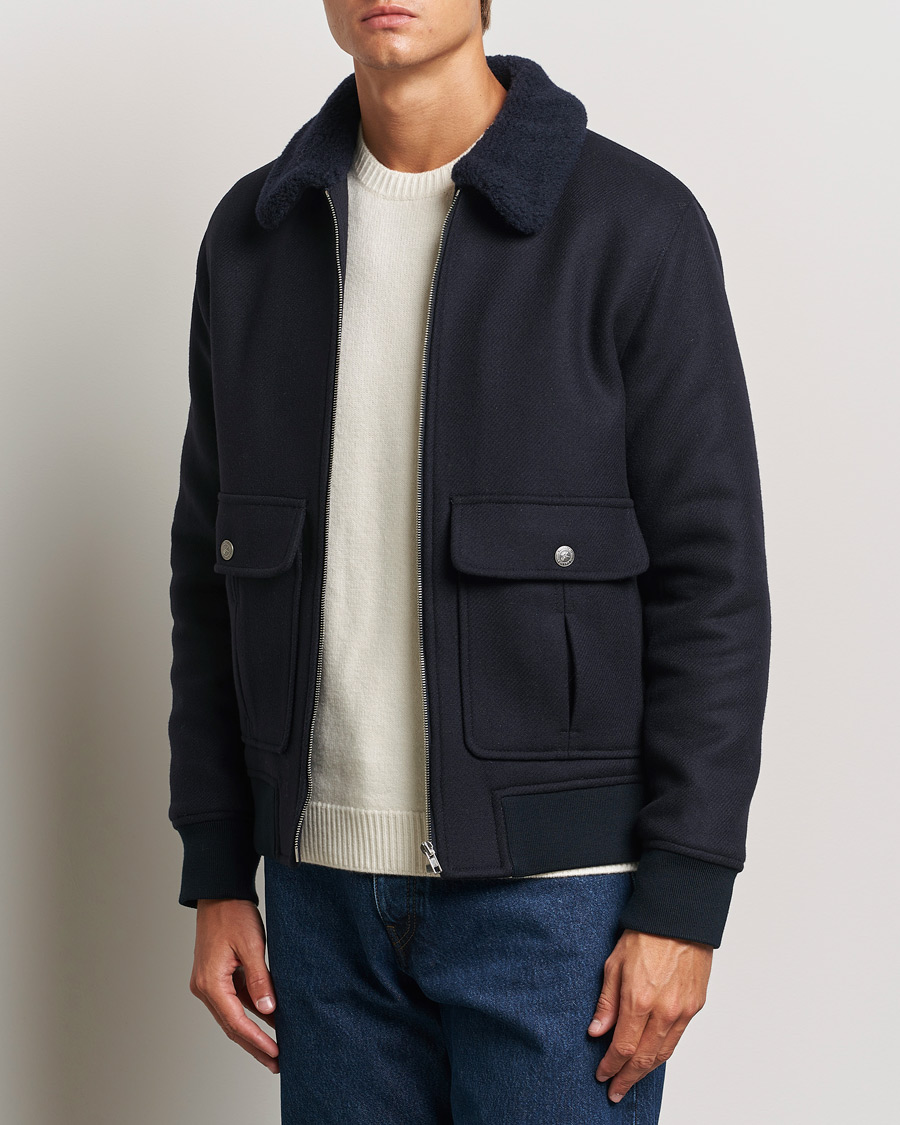 Men |  | A.P.C. | Ben Shearling Bomber Jacket Dark Navy