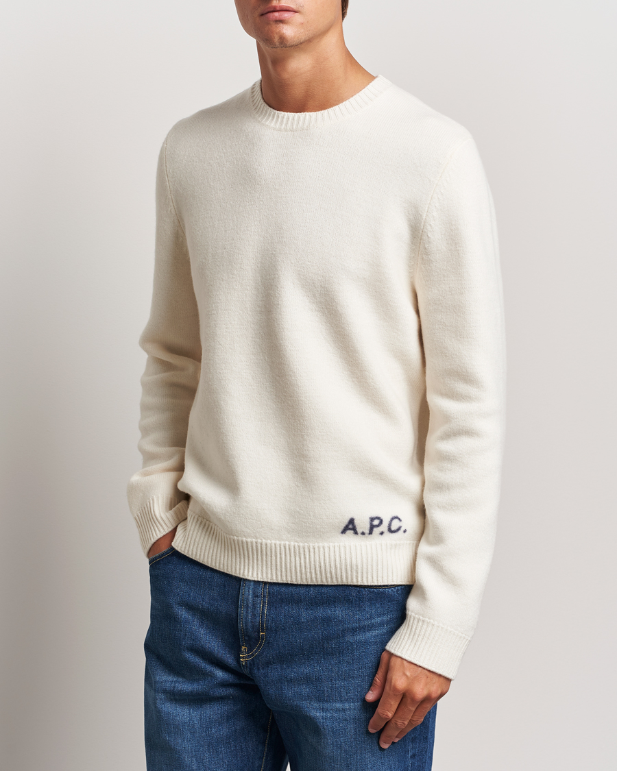 Men |  | A.P.C. | Edward Merino Wool Sweater Ecru