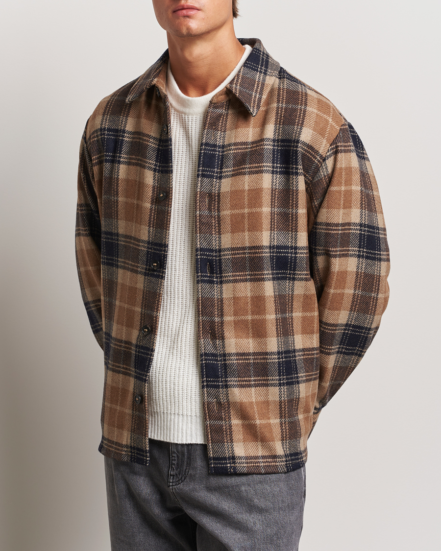 Men |  | A.P.C. | Bobby Wool Checked Overshirt Beige Check