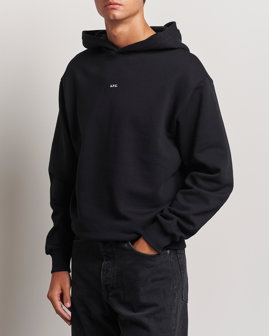 A.P.C. Boxy Micro Center Logo Hoodie Black at CareOfCarl