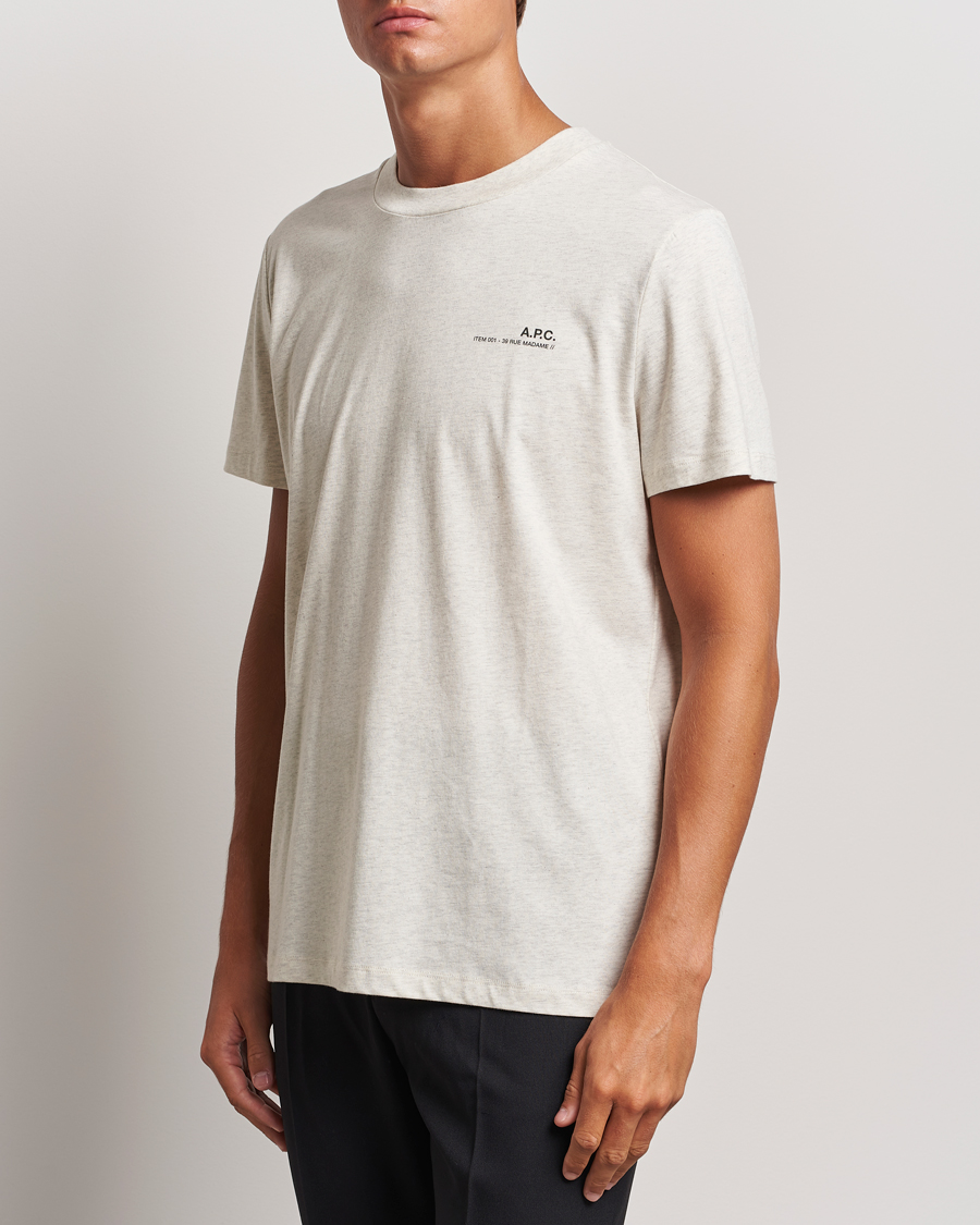 Men | Short Sleeve T-shirts | A.P.C. | Item T-Shirt Ecru Chine