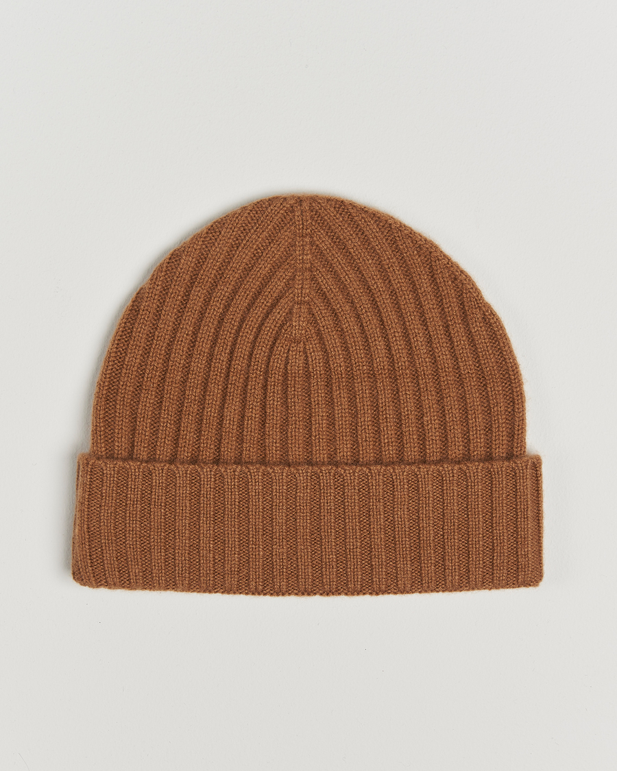 Men |  | Amanda Christensen | Rib Knitted Cashmere Cap Nougat