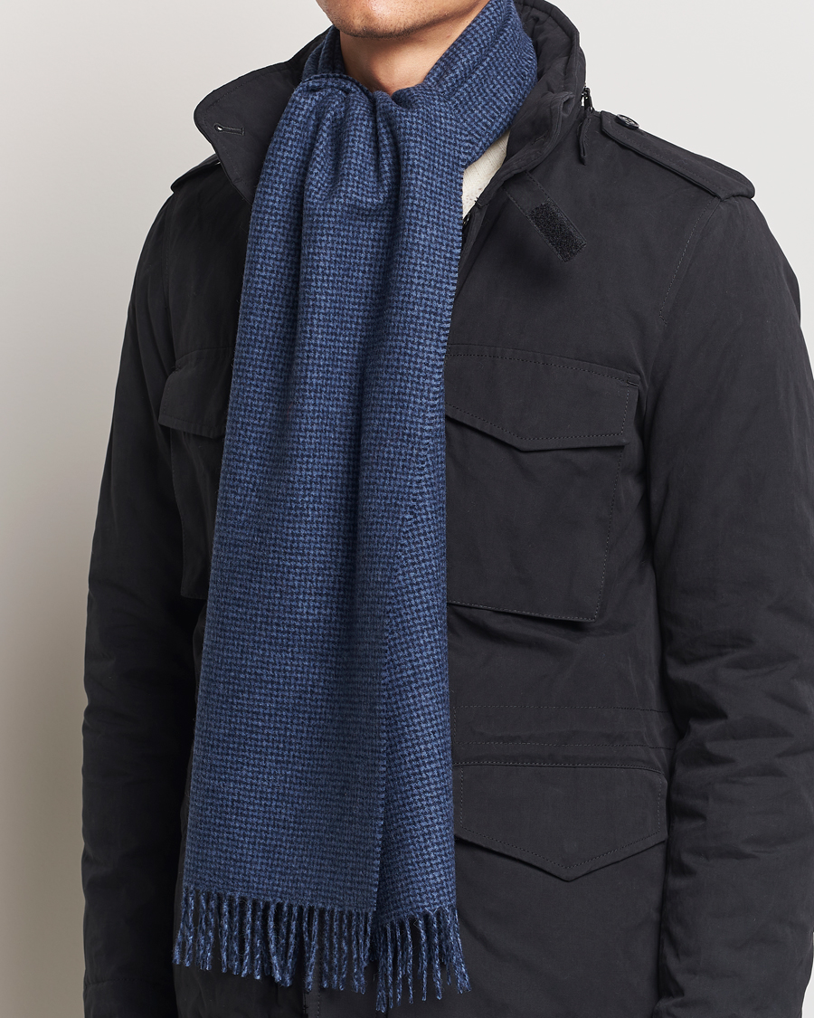 Men |  | Amanda Christensen | Merino Wool Dogtooth Scarf Navy