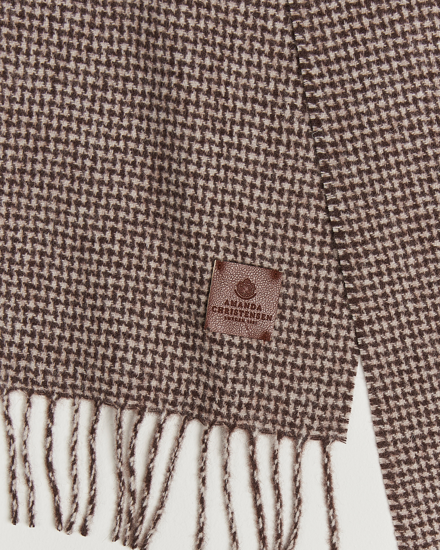 Men |  | Amanda Christensen | Merino Wool Dogtooth Scarf Beige Melange