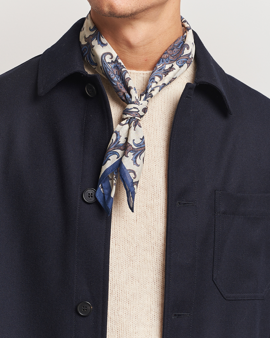 Men |  | Amanda Christensen | Cotton Voilé Printed Paisley Bandana White