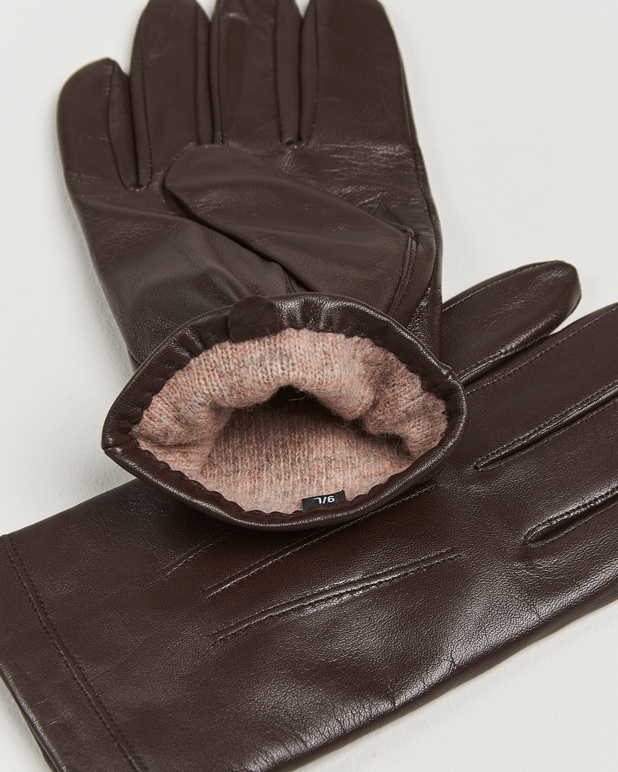 Men |  | Amanda Christensen | Lined Leather Gloves Brown