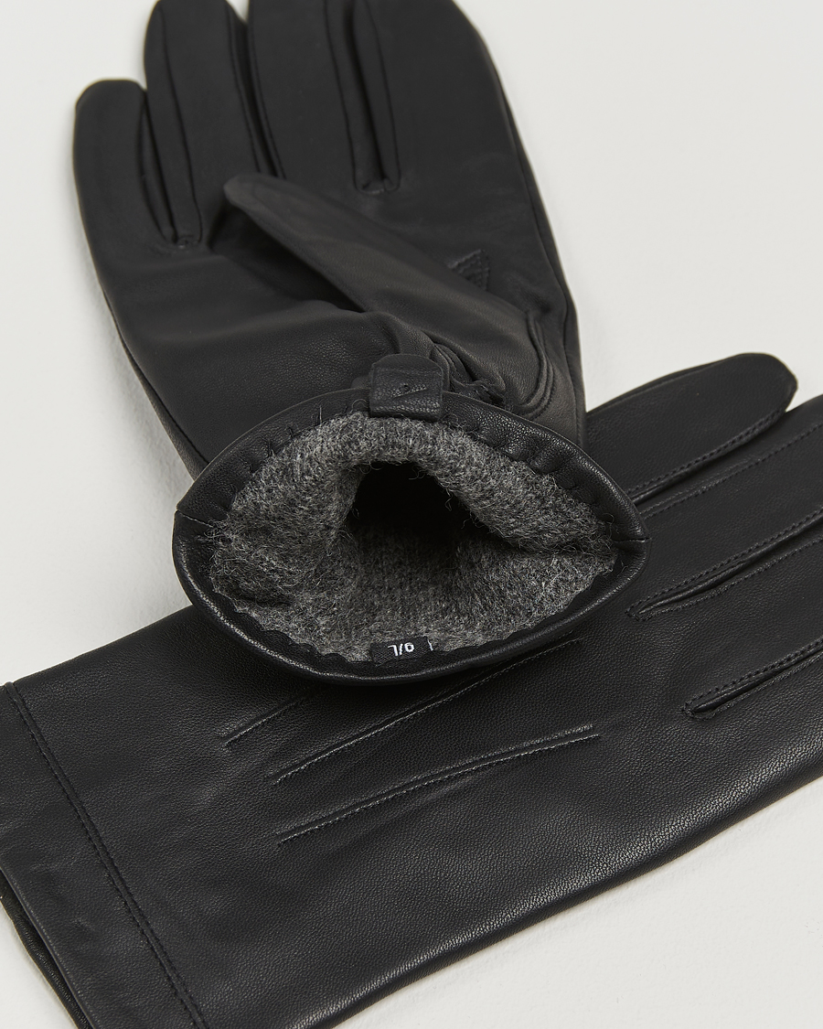 Men | Gloves | Amanda Christensen | Lined Leather Gloves Black