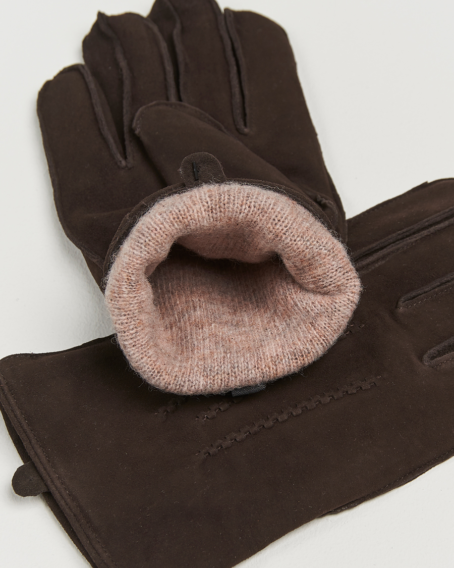 Men |  | Amanda Christensen | Lined Suede Gloves Brown