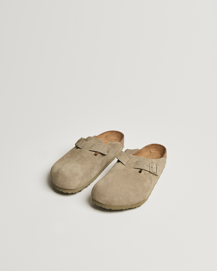Men | Shoes | BIRKENSTOCK | Boston Classic Footbed Faded Khaki Suede
