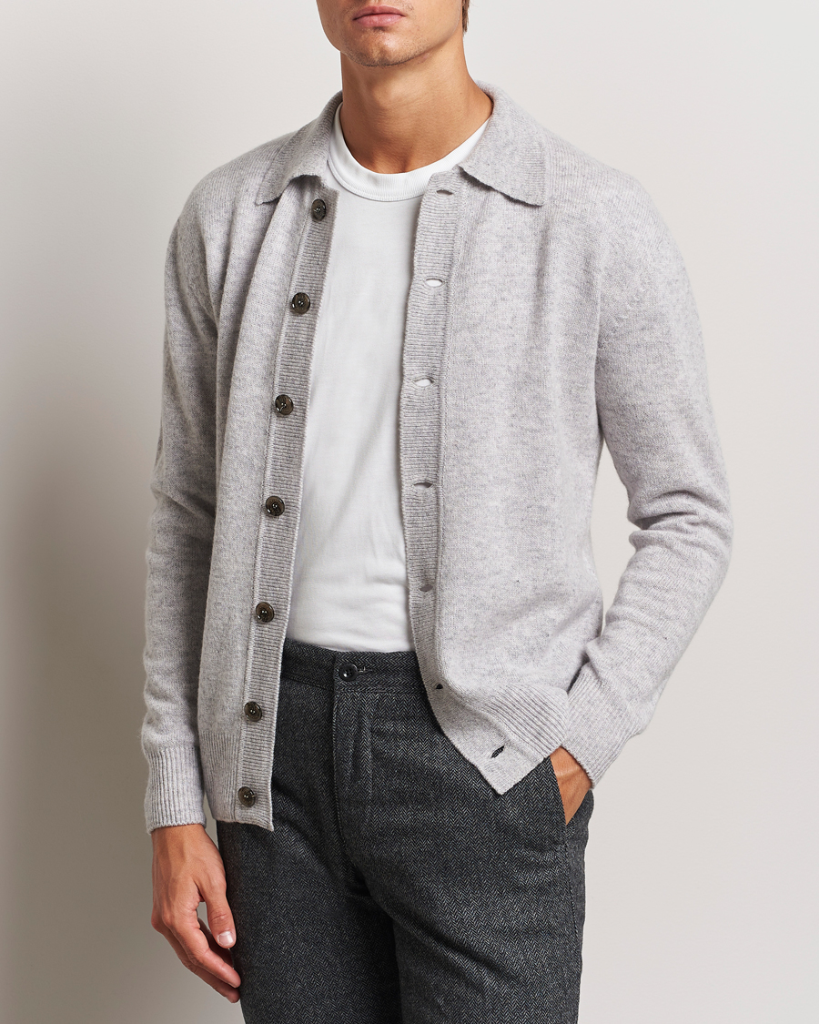 Men |  | Altea | Shetland Collared Cardigan Light Grey