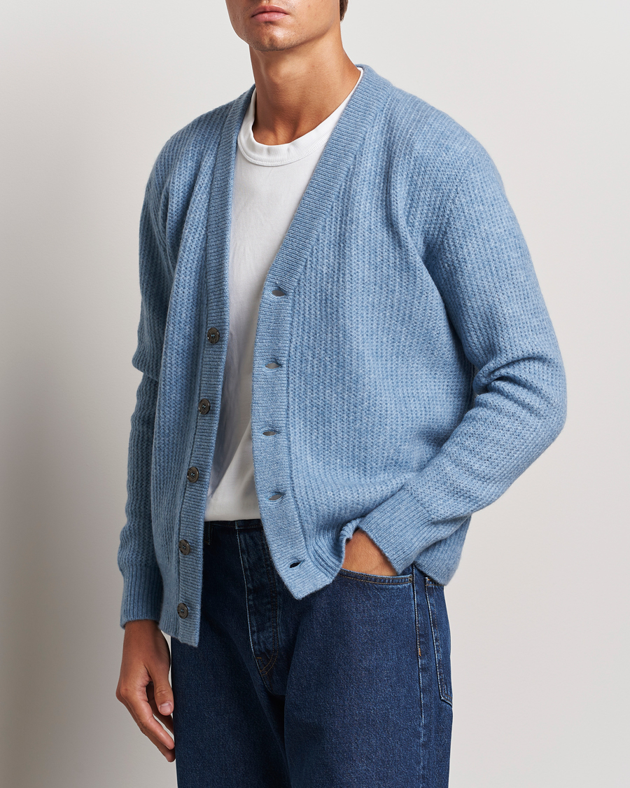 Men |  | Altea | Soft Rib Stich Cardigan Light Blue