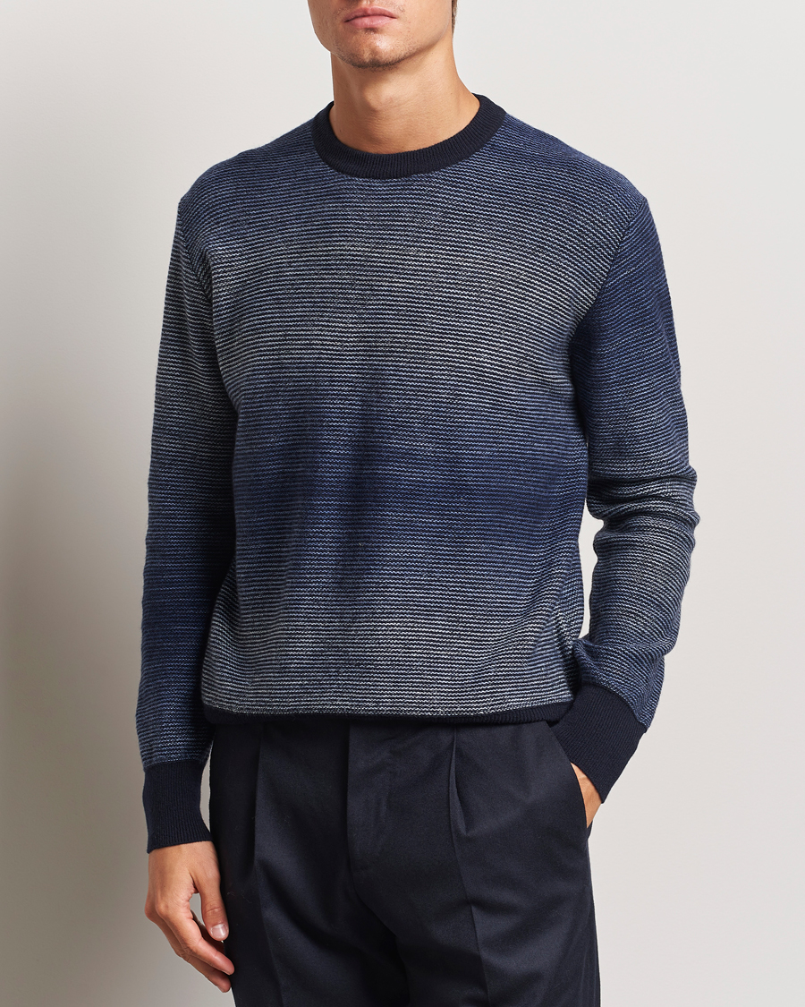 Men |  | Altea | Jacquard Stripe Sweater Navy