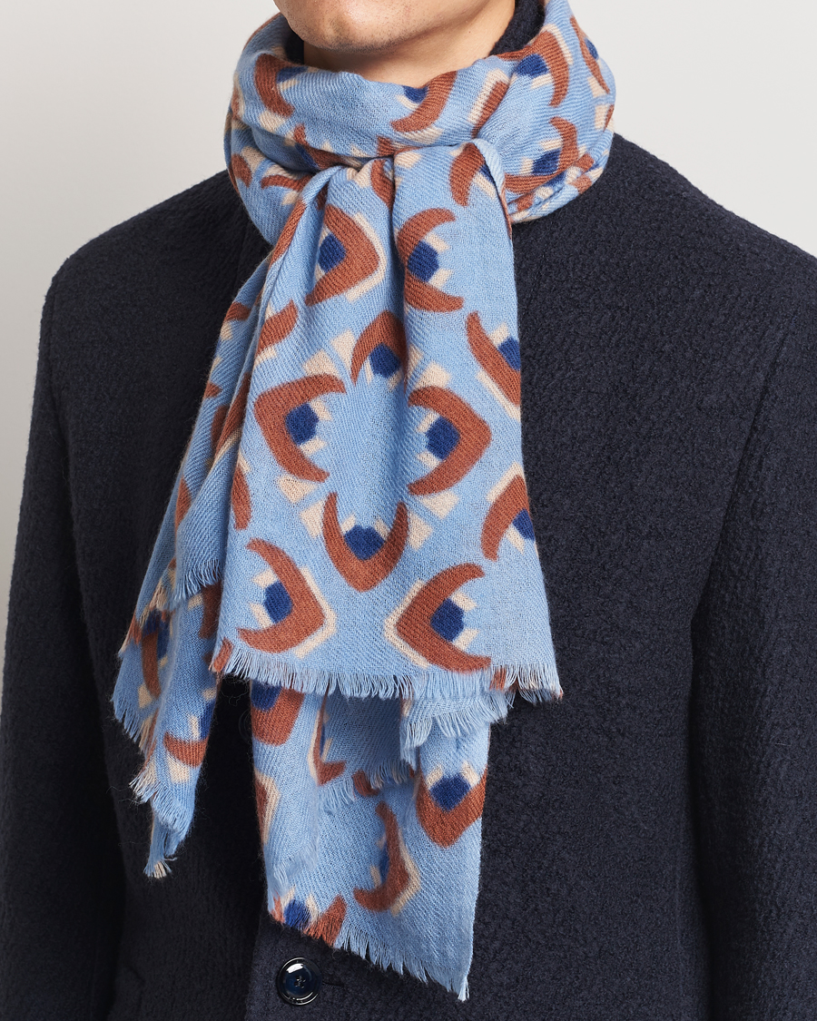 Men |  | Altea | Printed Wool/Cashmere Scarf Light Blue