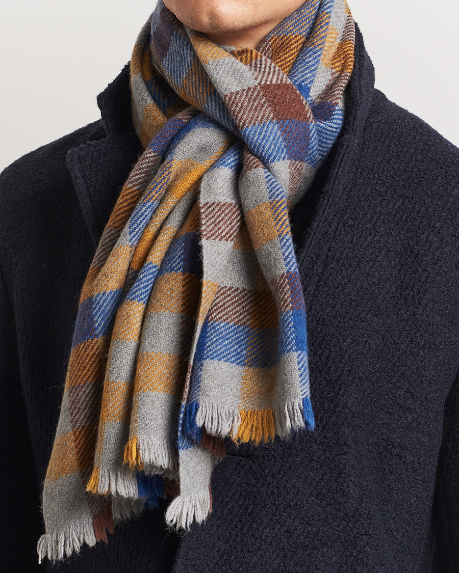 Men |  | Altea | Check Wool Scarf Yellow/Beige