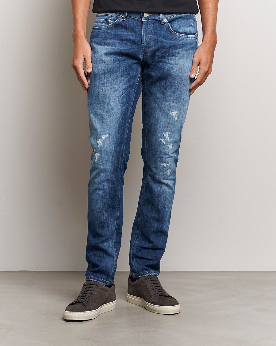 Men |  | Dondup | George Light Distressed Jeans Medium Blue