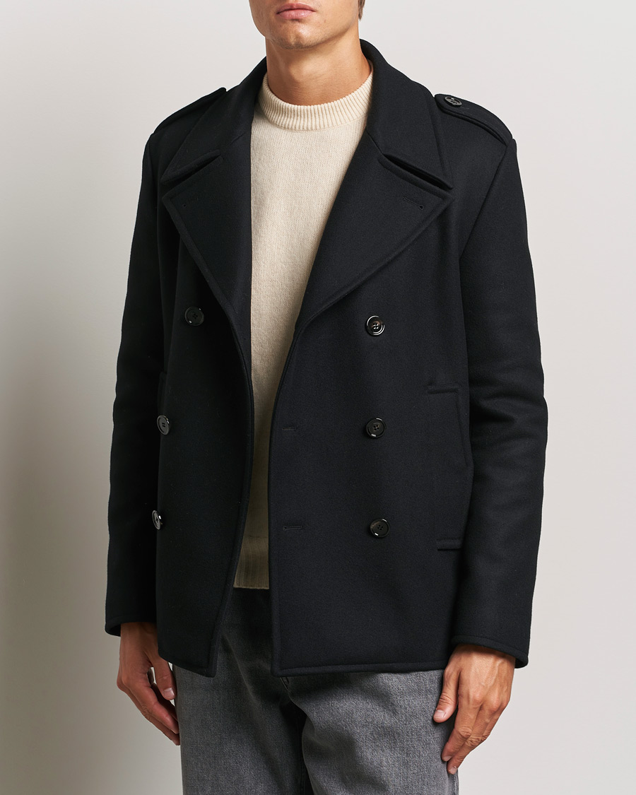 Men | Coats & Jackets | Dondup | Wool Peacoat Black