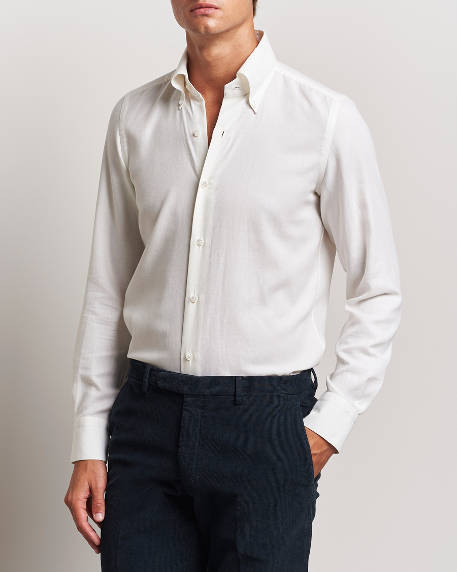 Men |  | Finamore Napoli | Milano Slim Cashmere BD Shirt White