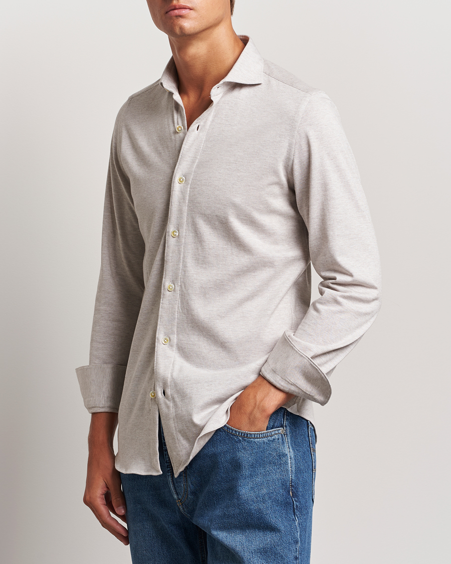 Men | Polo Shirts | Finamore Napoli | Cotton/Cashmere Jersey Shirt Beige