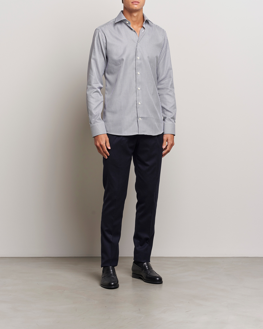 Men |  | Eton | Slim Fit Signature Twill Striped Shirt Grey/White