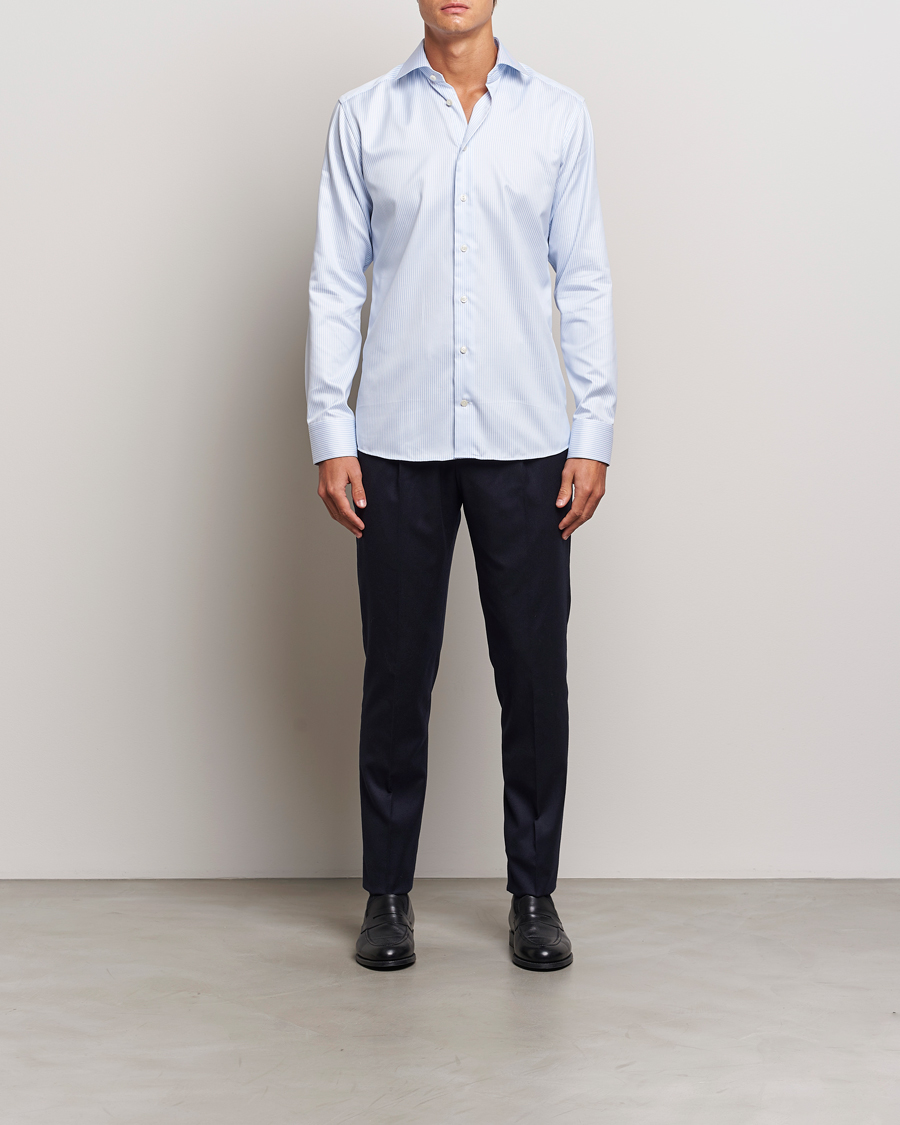 Men | Business & Beyond - Formal | Eton | Slim Fit Signature Twill Striped Shirt Blue/White