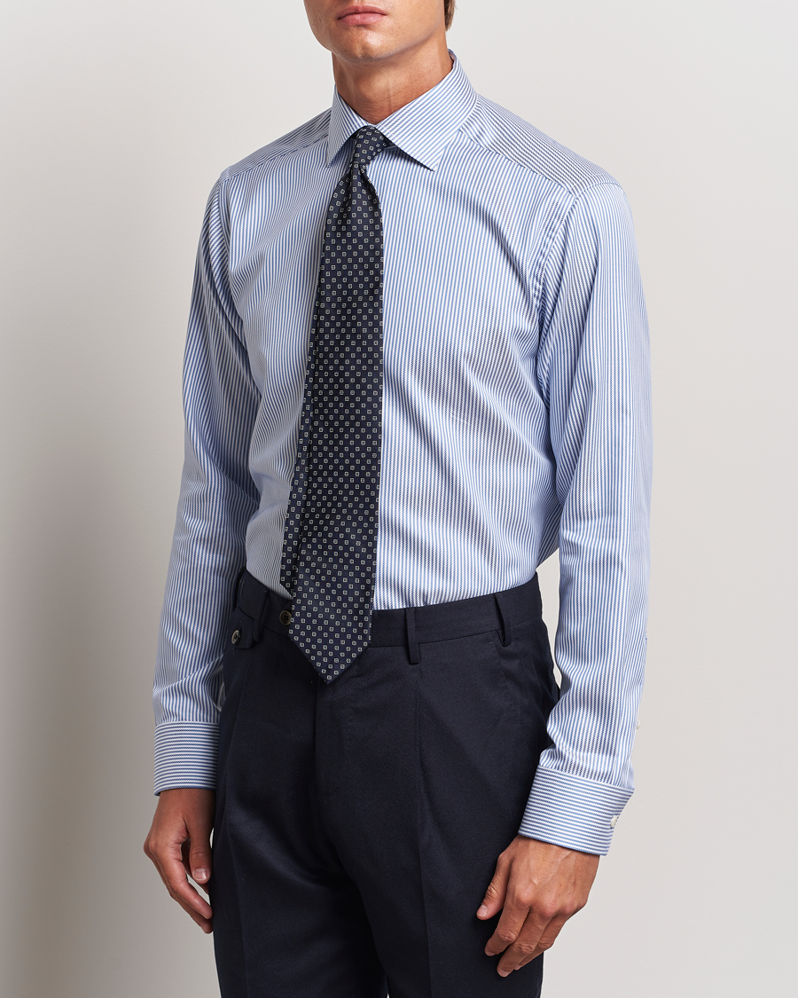 Men | Business & Beyond - Formal | Eton | Slim Fit Signature Twill Striped Shirt Blue/White