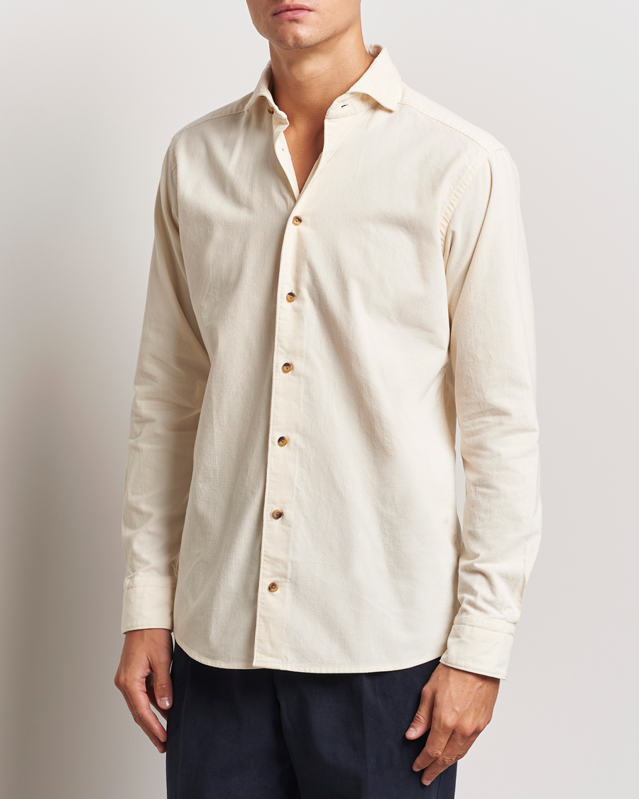 Men | Corduroy Shirts | Eton | Slim Fit Fine Wale Corduroy Shirt Off White